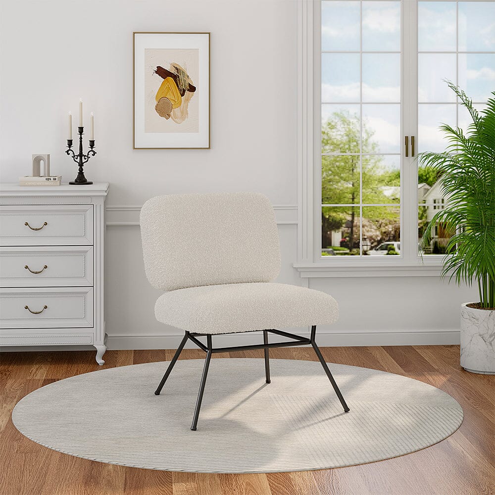 H 80cm Faux Wool Cocktail Chair Metal Frame Occasional Chair Velora Boutique