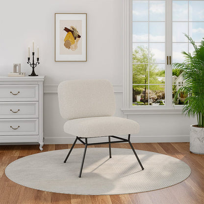 H 80cm Faux Wool Cocktail Chair Metal Frame Occasional Chair Velora Boutique