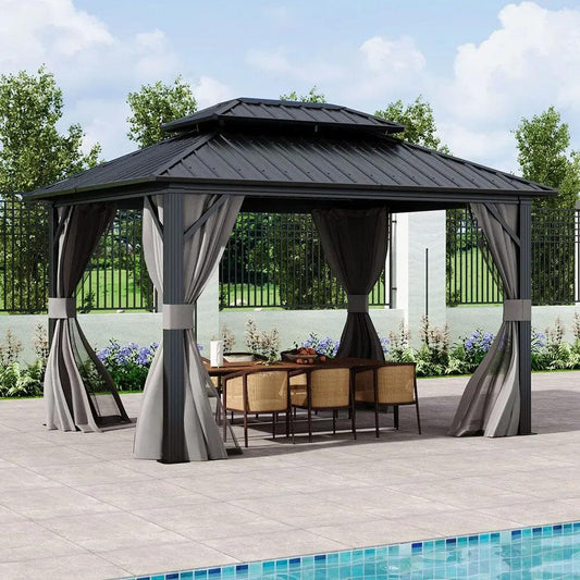 10×10ft/10×12ft Hardtop Patio Gazebo - House Comfort
