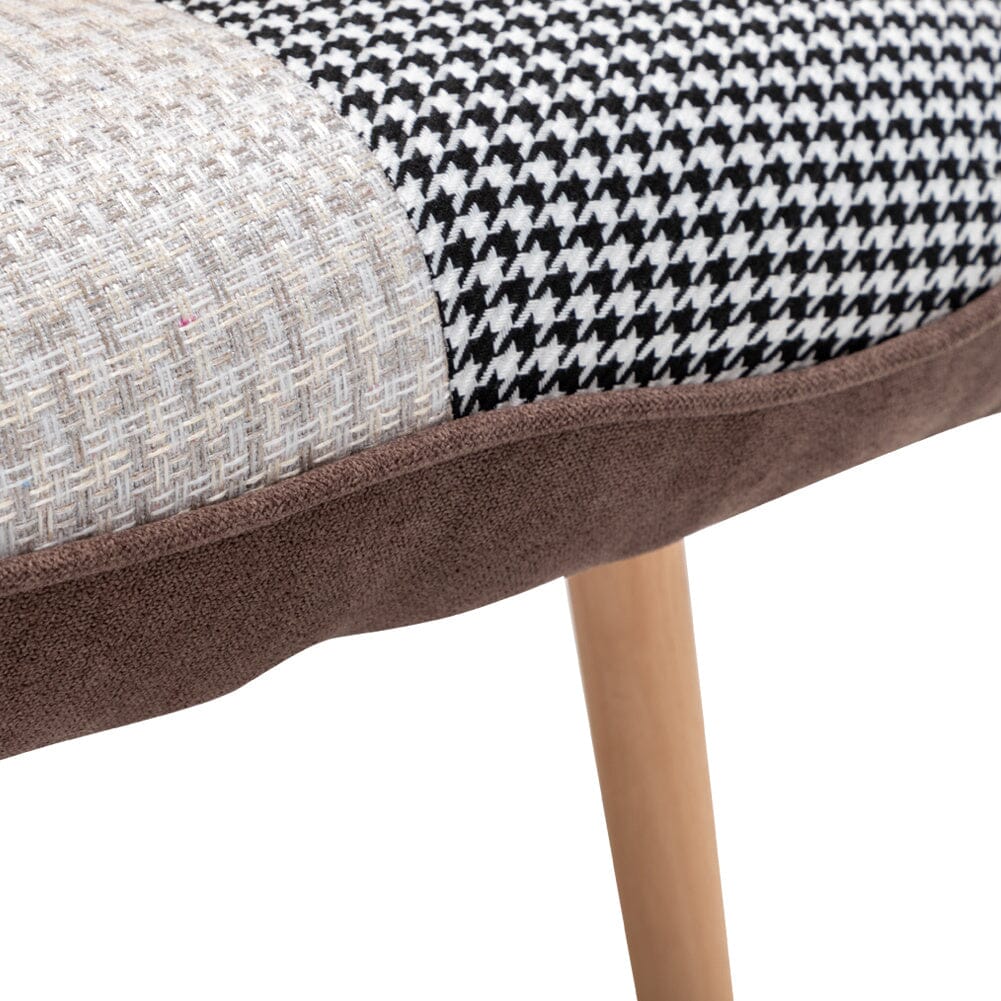 101cm H Multicolour Patched Fabric Wingback Chair and Footstool Set - House Comfort