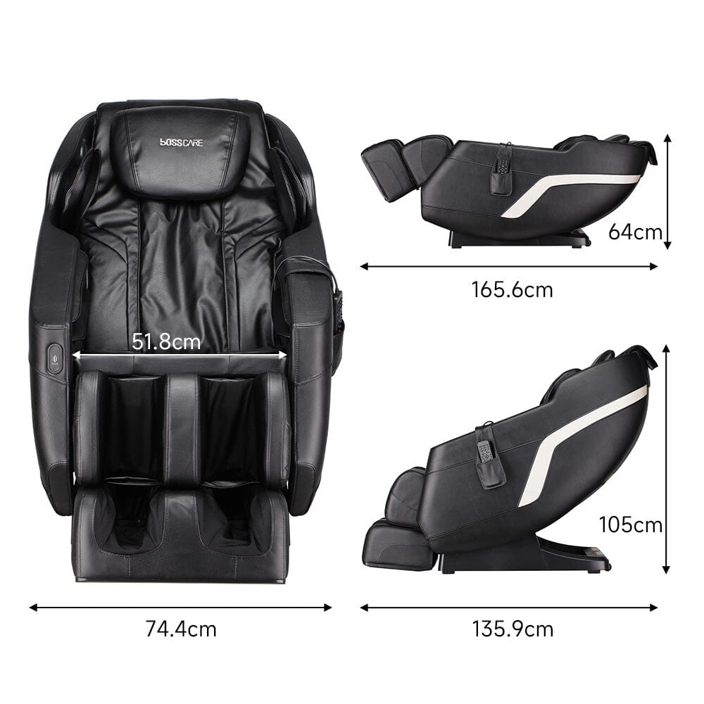 105cm H Real Relax Black Faux Leather Massage Chair with 6 Pre - Set Auto Modes Bluetooth Speaker - House Comfort