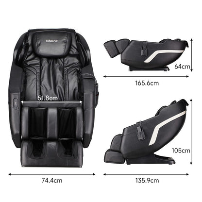 105cm H Real Relax Black Faux Leather Massage Chair with 6 Pre - Set Auto Modes Bluetooth Speaker - House Comfort