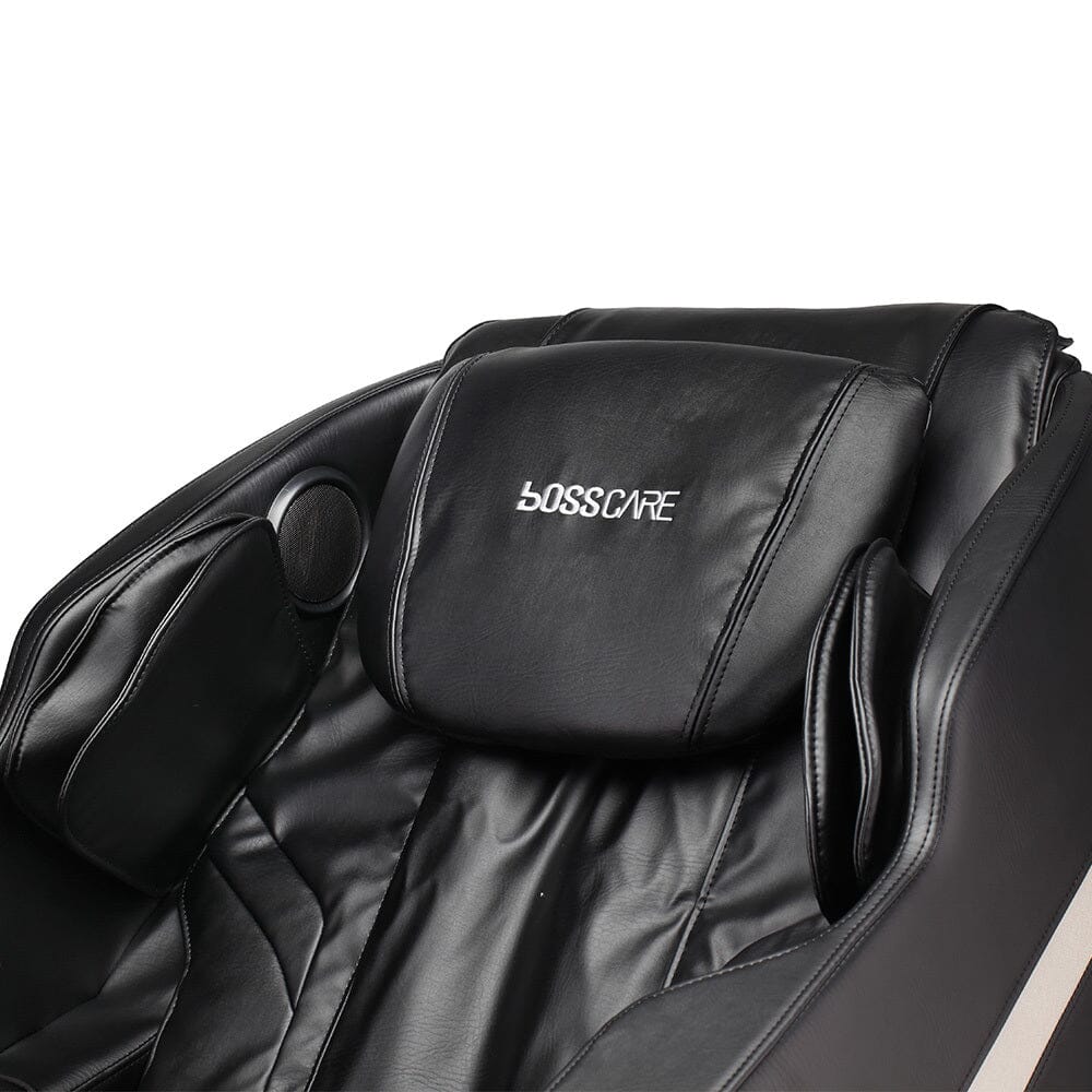105cm H Real Relax Black Faux Leather Massage Chair with 6 Pre - Set Auto Modes Bluetooth Speaker - House Comfort
