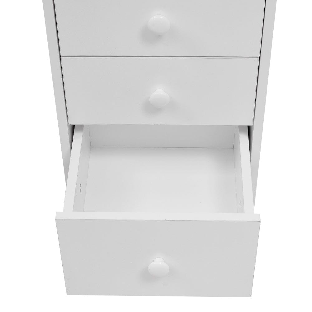 106cm White 3 Drawers Manicure Table with Metal Leg - House Comfort
