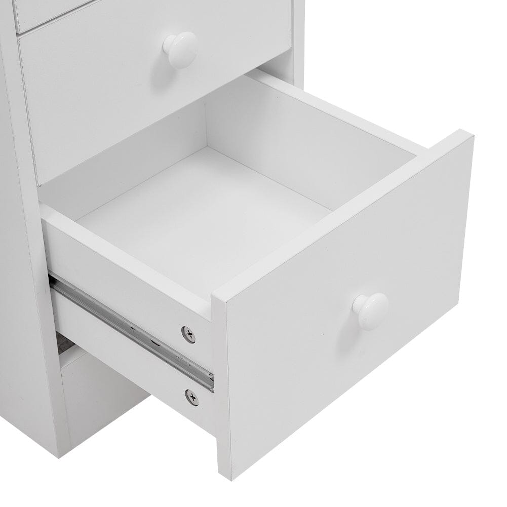106cm White 3 Drawers Manicure Table with Metal Leg - House Comfort