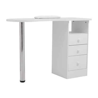 106cm White 3 Drawers Manicure Table with Metal Leg - House Comfort