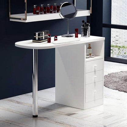 106cm White 3 Drawers Manicure Table with Metal Leg - House Comfort