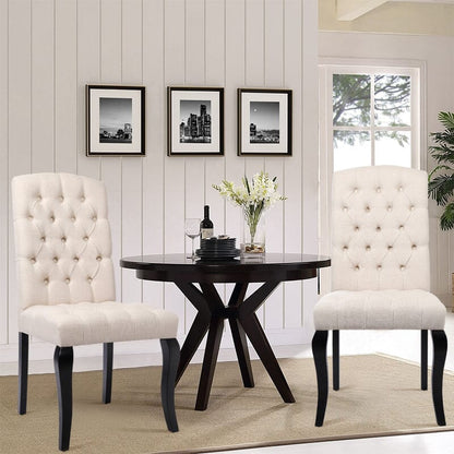 107cm Height Set of 2 Comfortable Linen Buttoned Dining Chairs - House Comfort