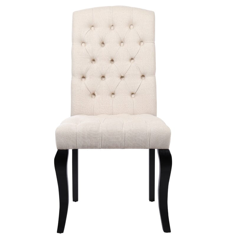 107cm Height Set of 2 Comfortable Linen Buttoned Dining Chairs - House Comfort