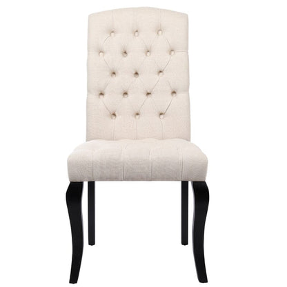 107cm Height Set of 2 Comfortable Linen Buttoned Dining Chairs - House Comfort