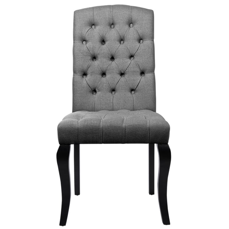 107cm Height Set of 2 Comfortable Linen Buttoned Dining Chairs - House Comfort