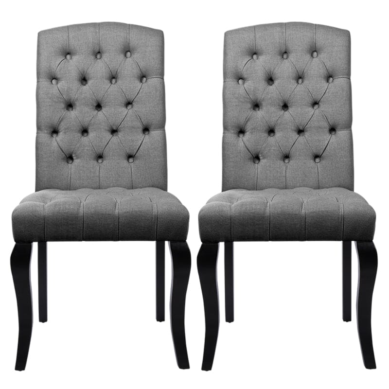 107cm Height Set of 2 Comfortable Linen Buttoned Dining Chairs - House Comfort