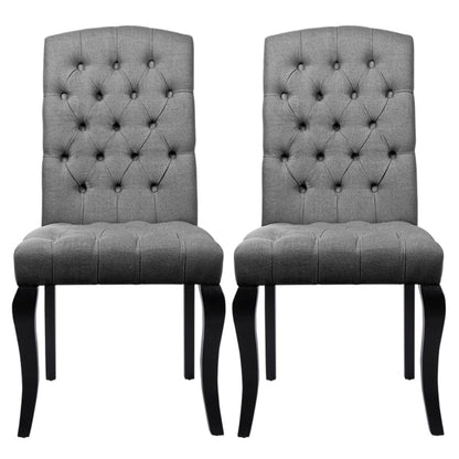 107cm Height Set of 2 Comfortable Linen Buttoned Dining Chairs - House Comfort