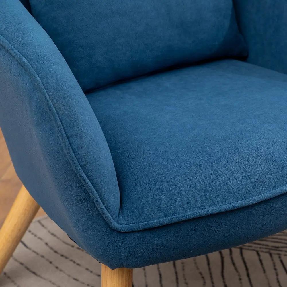 107cm Minimalist Velvet Wingback Lounge Armchair with Footstool - House Comfort