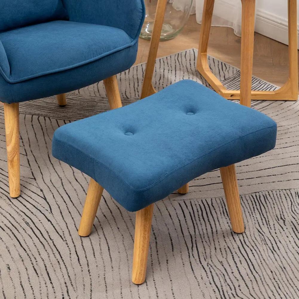 107cm Minimalist Velvet Wingback Lounge Armchair with Footstool - House Comfort
