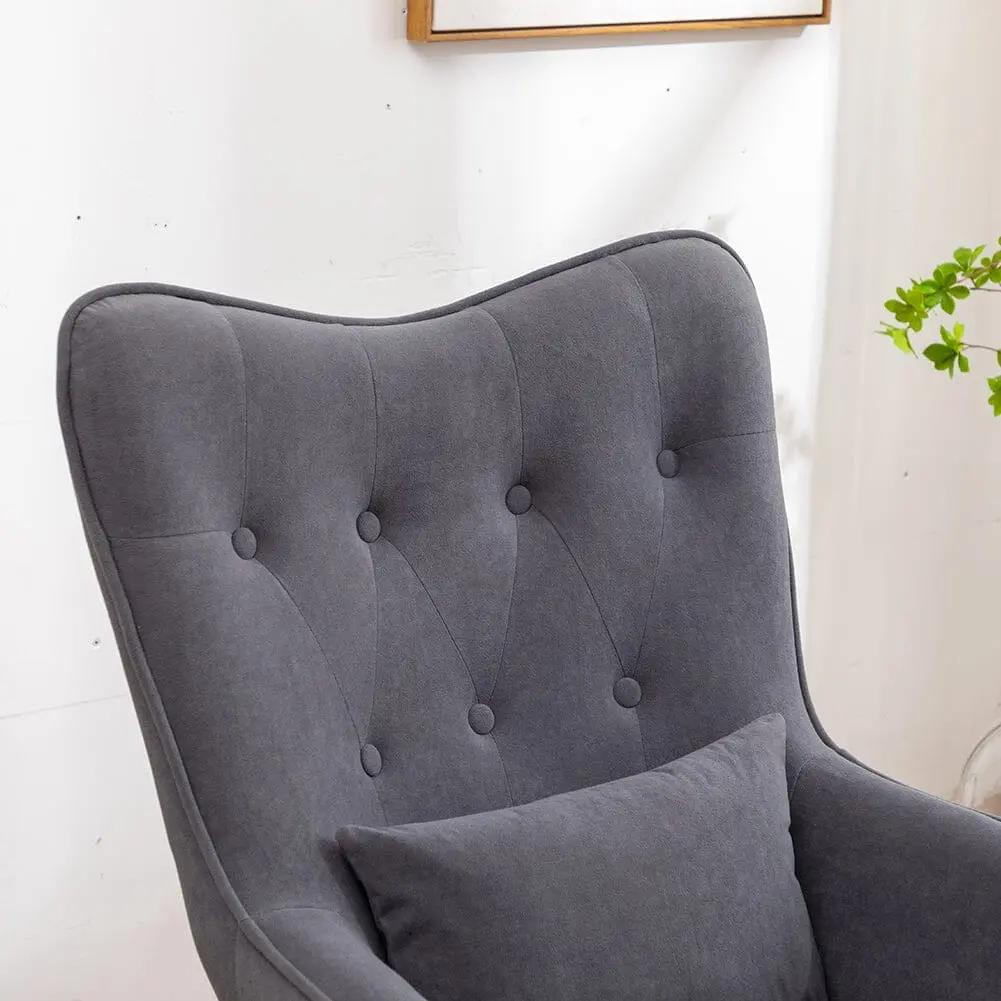 107cm Minimalist Velvet Wingback Lounge Armchair with Footstool - House Comfort