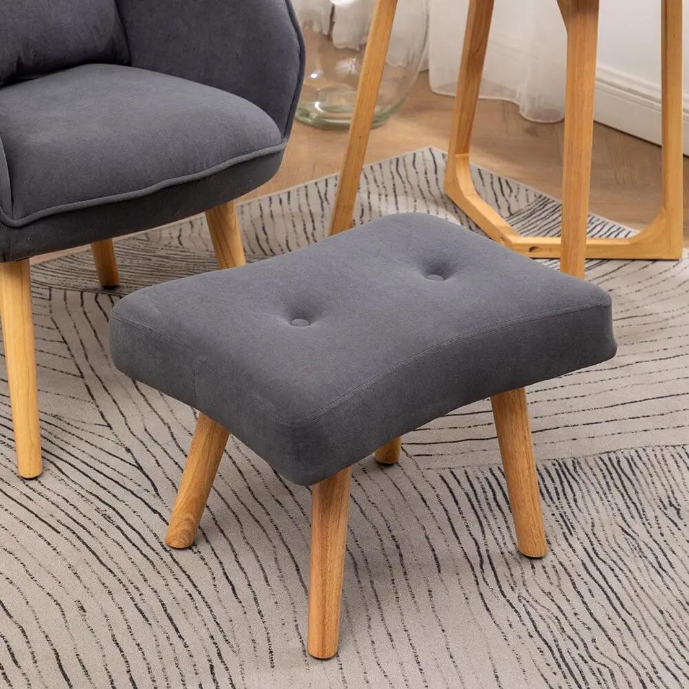 107cm Minimalist Velvet Wingback Lounge Armchair with Footstool - House Comfort