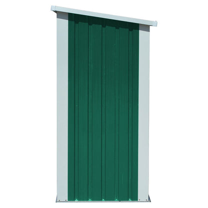 10.9 ft W Metal Garden Storage Shed for Firewood Tools Green/Black - House Comfort
