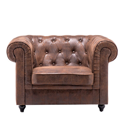 110cm Wide Retro Faux Leather Chesterfield Rolled Chair - House Comfort