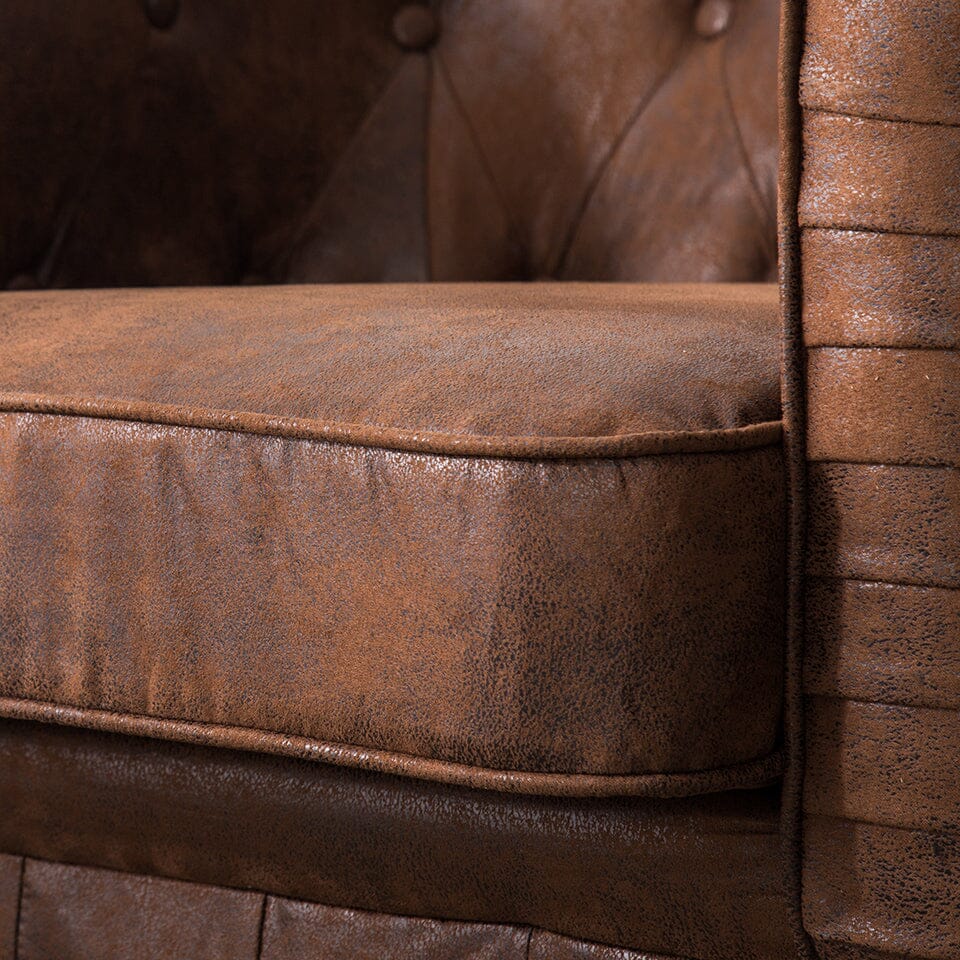 110cm Wide Retro Faux Leather Chesterfield Rolled Chair - House Comfort