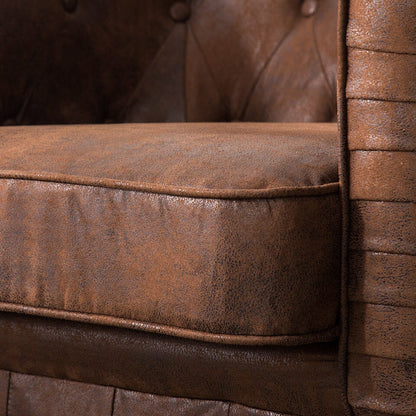110cm Wide Retro Faux Leather Chesterfield Rolled Chair - House Comfort