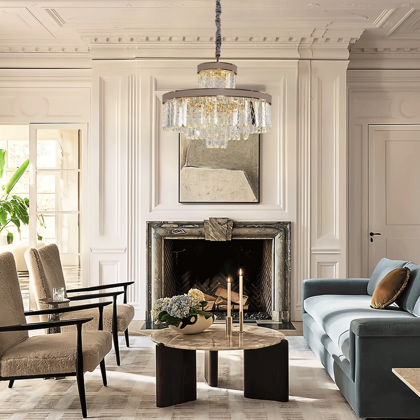 Lightsin Luxury Hanging Lights for Living Room with Golden Crystal Radiance Velora Boutique