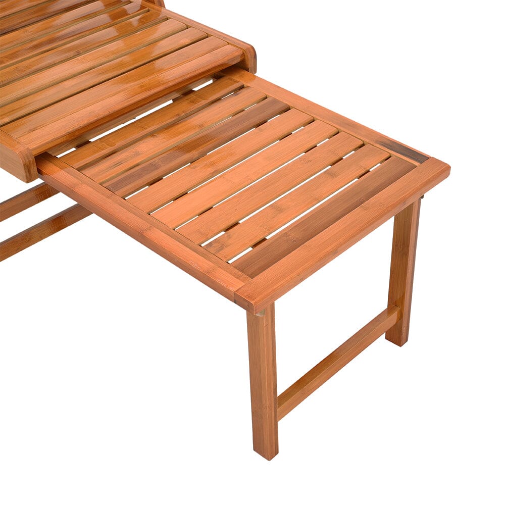 115cm D Bamboo Foldable Recliner Lounge Chair with Retractable Footrest - House Comfort