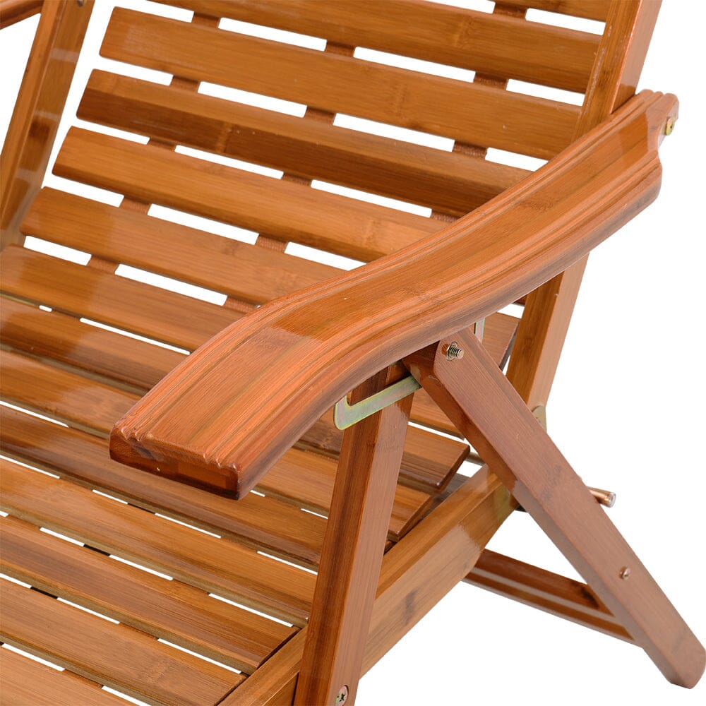 115cm D Bamboo Foldable Recliner Lounge Chair with Retractable Footrest - House Comfort