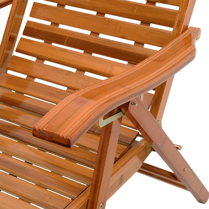 115cm D Bamboo Foldable Recliner Lounge Chair with Retractable Footrest - House Comfort