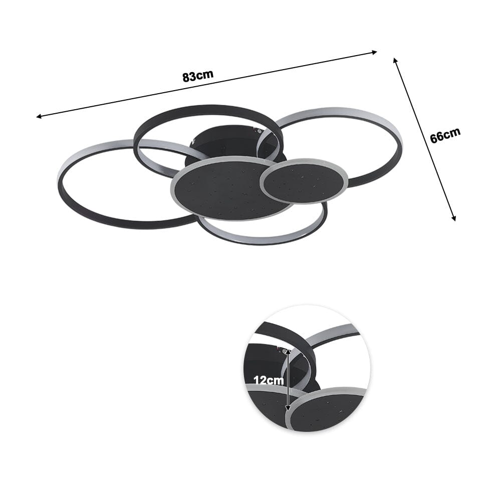 115W Modern 5 Rings LED Ceiling Light White Light - House Comfort