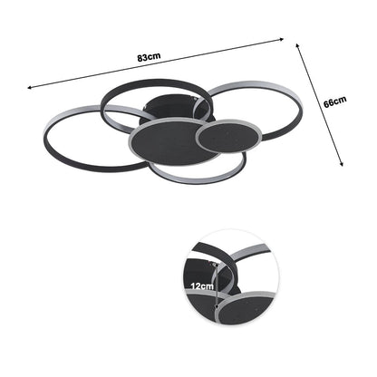 115W Modern 5 Rings LED Ceiling Light White Light - House Comfort