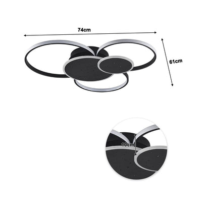 115W Modern 5 Rings LED Ceiling Light White Light - House Comfort