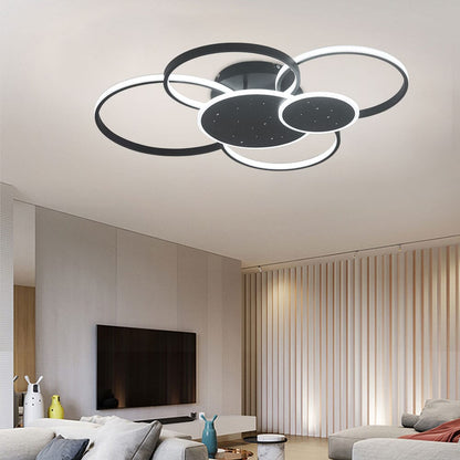 115W Modern 5 Rings LED Ceiling Light White Light - House Comfort