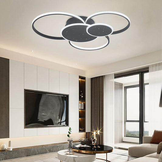 115W Modern 5 Rings LED Ceiling Light White Light - House Comfort