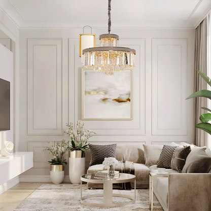 Lightsin Luxury Hanging Lights for Living Room with Golden Crystal Radiance Velora Boutique