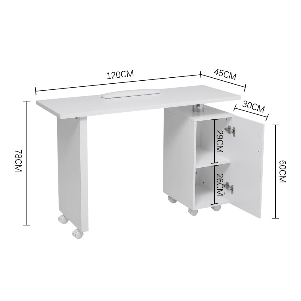 120cm White Manicure Table Salon Station with Storage - House Comfort
