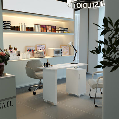 120cm White Manicure Table Salon Station with Storage - House Comfort