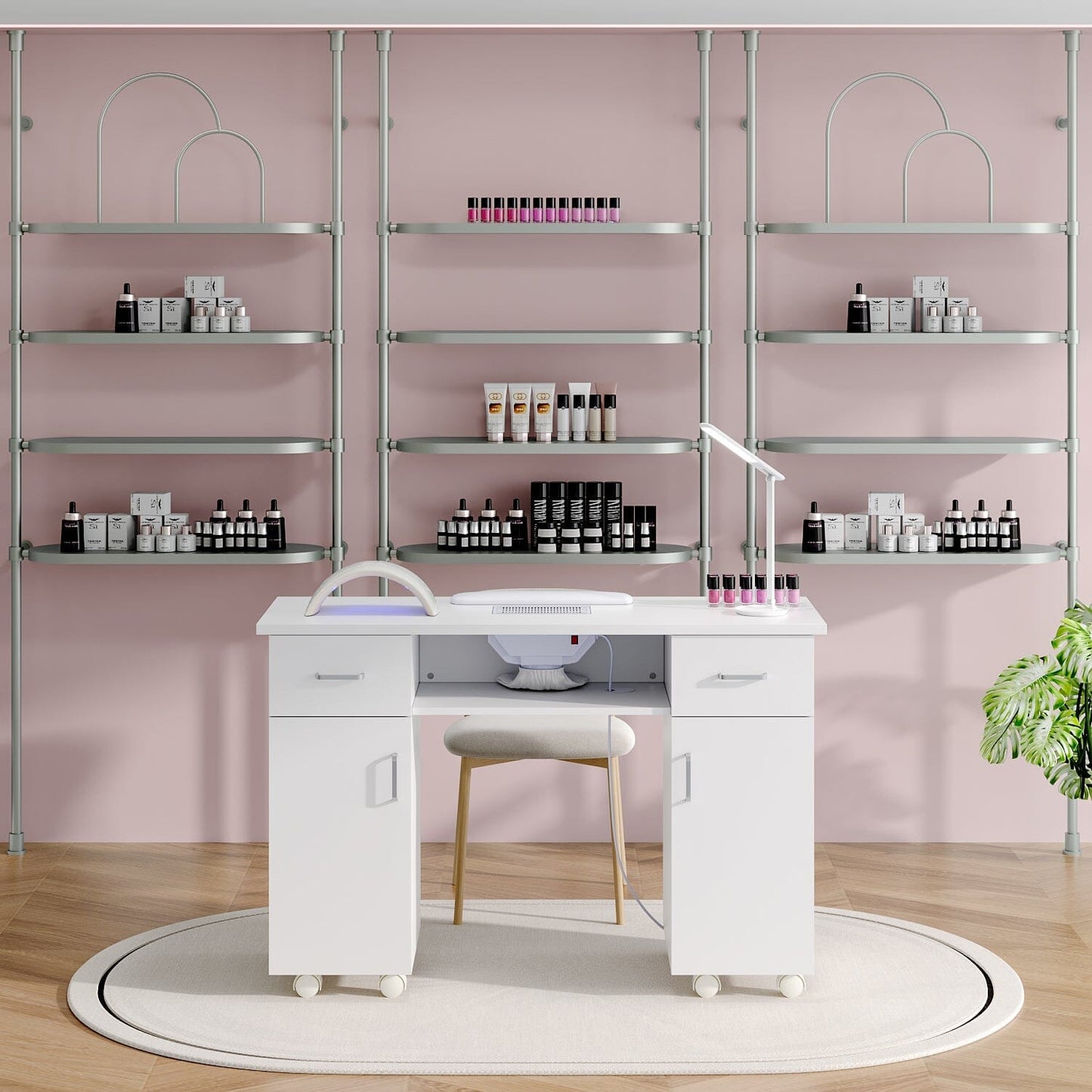 120cm Wide Wheeled Manicure Table with Electric Dust Extractor - House Comfort