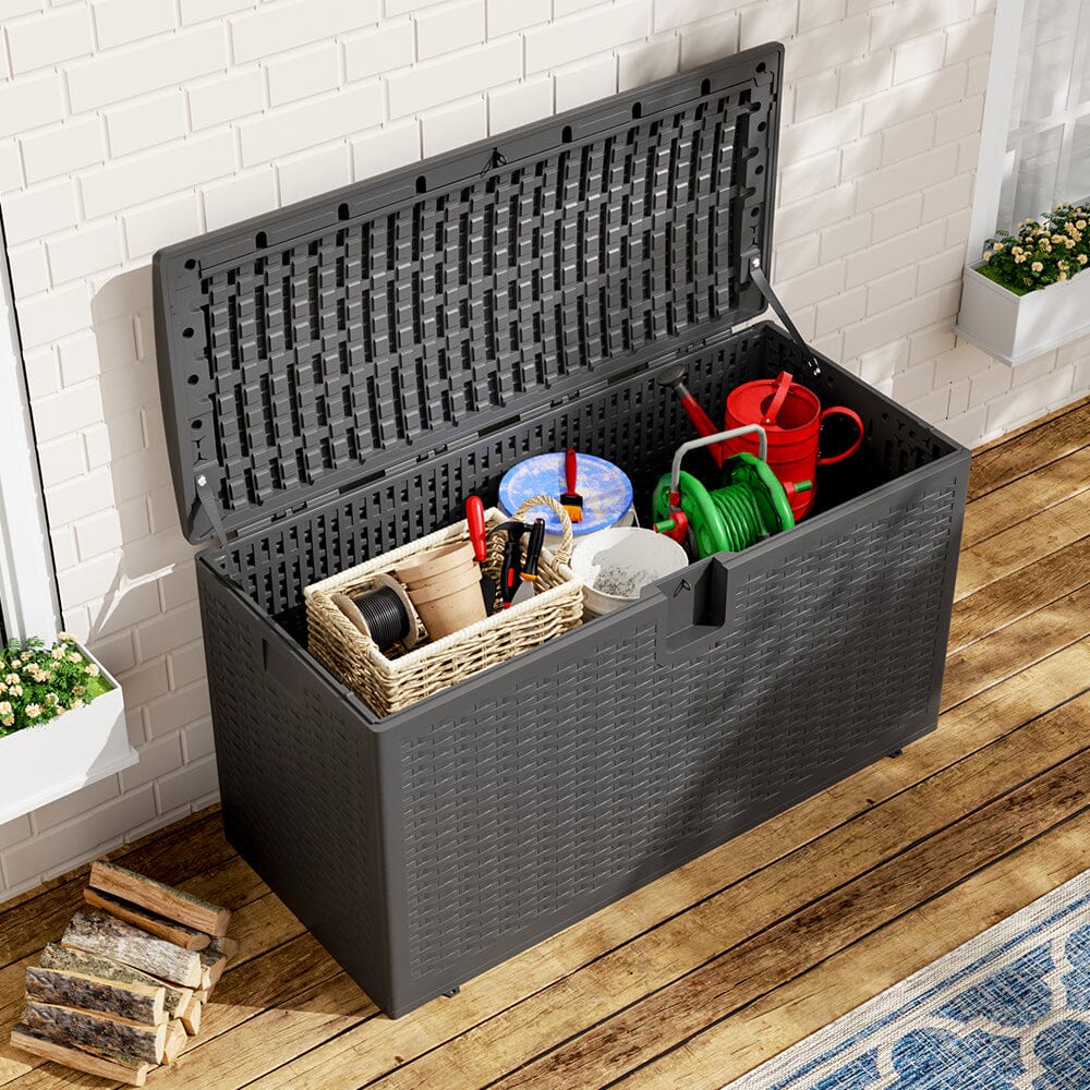 127cm W Rattan Garden Storage Outdoor Deck Box - House Comfort