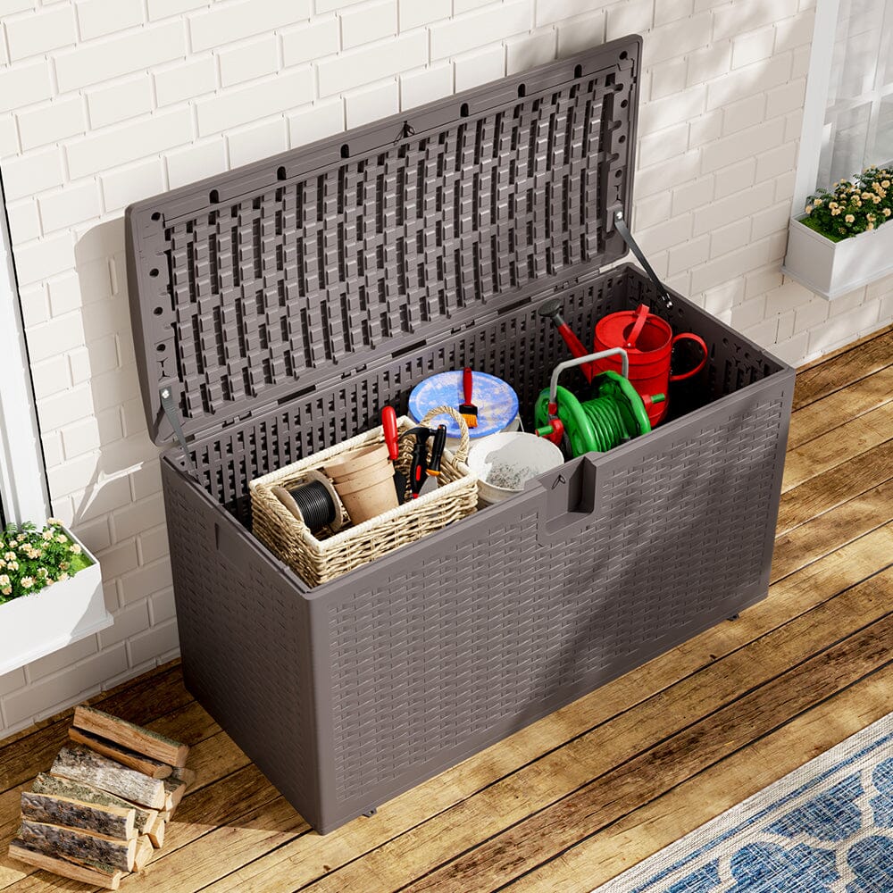 127cm W Rattan Garden Storage Outdoor Deck Box - House Comfort