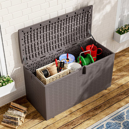127cm W Rattan Garden Storage Outdoor Deck Box - House Comfort