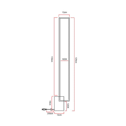 129cm Height Metal LED Floor Lamp Tube Lamp with Black Base - House Comfort