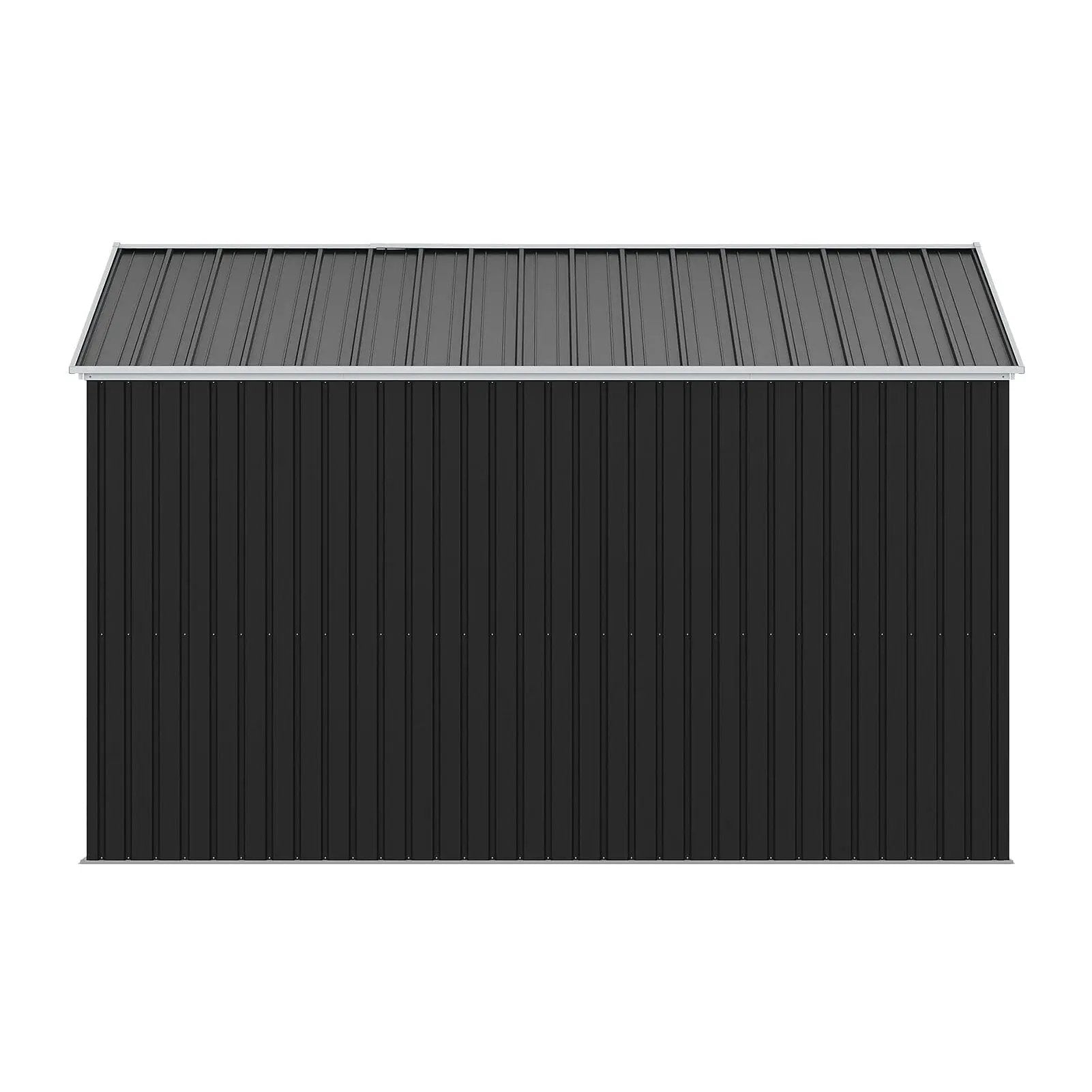 12x10ft / 10x12ft / 10x16ft Charcoal Black Galvanized Steel Storage Shed with Double Lockable Doors & Grid Windows - House Comfort