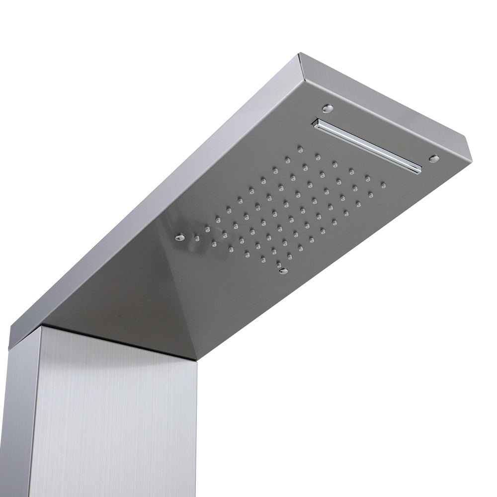 135cm H 5 Function Bathroom Silver Shower Panel with Hand Shower Head - House Comfort