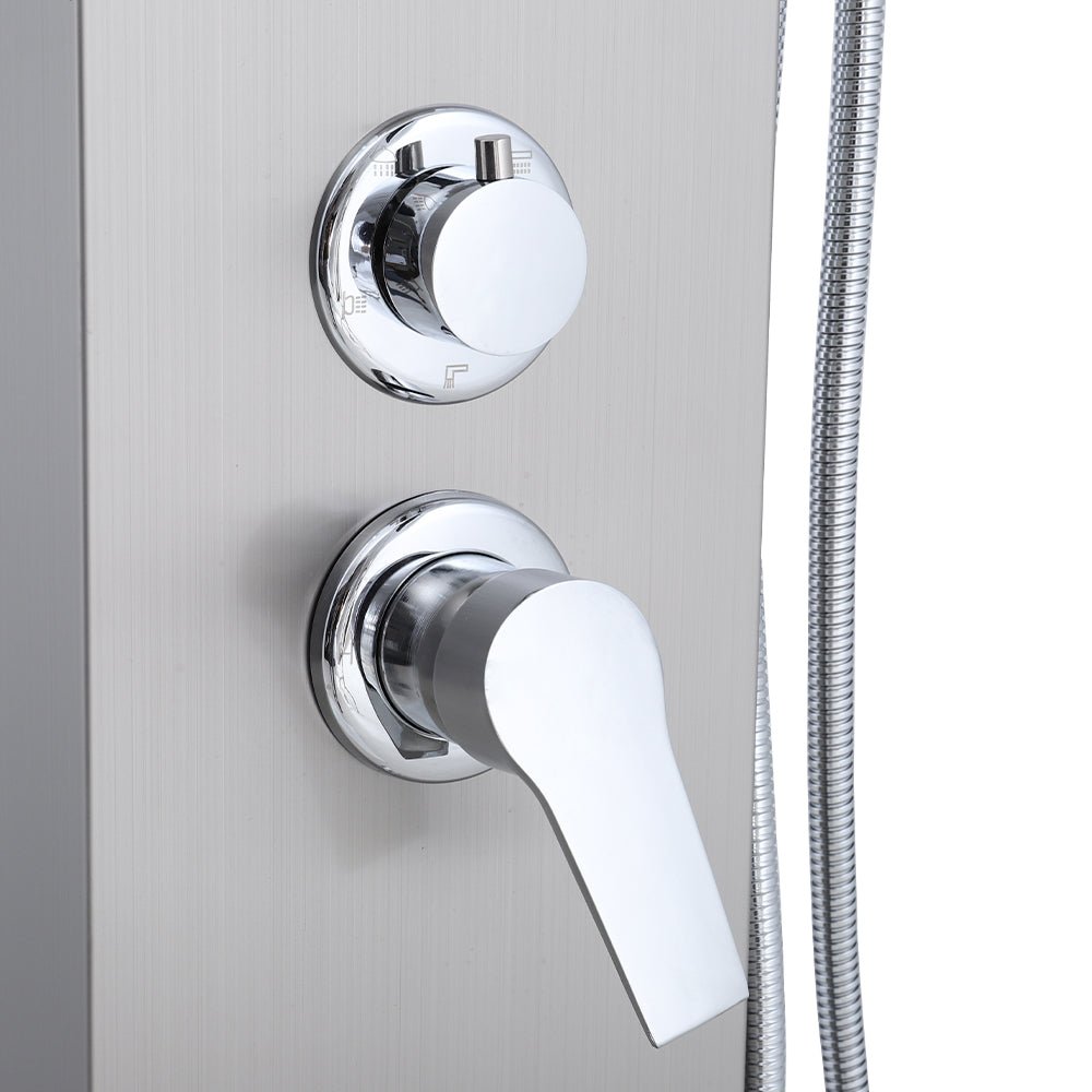 135cm H 5 Function Bathroom Silver Shower Panel with Hand Shower Head - House Comfort