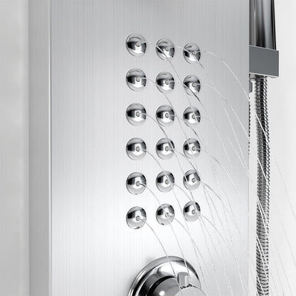 135cm H 5 Function Bathroom Silver Shower Panel with Hand Shower Head - House Comfort