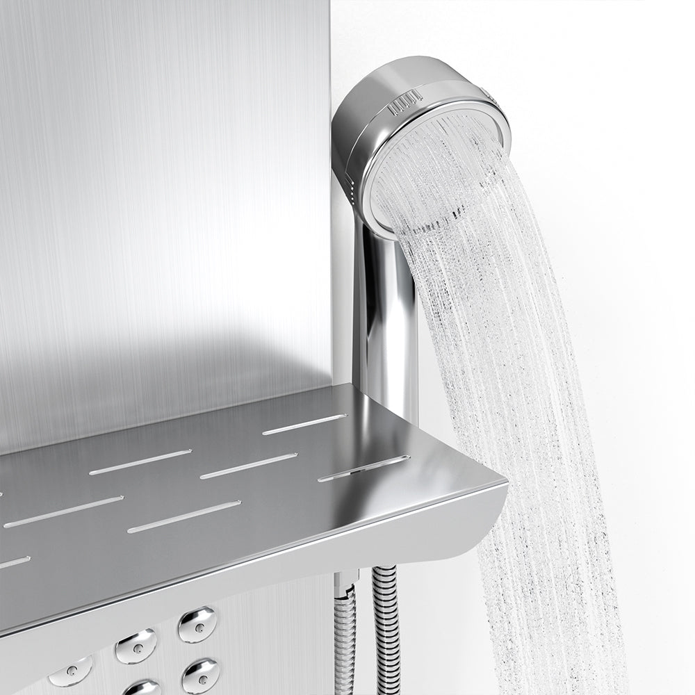 135cm H 5 Function Bathroom Silver Shower Panel with Hand Shower Head - House Comfort