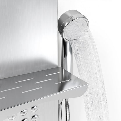 135cm H 5 Function Bathroom Silver Shower Panel with Hand Shower Head - House Comfort