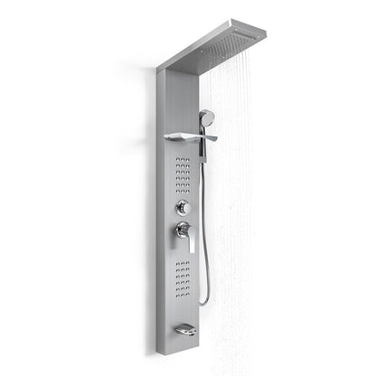 135cm H 5 Function Bathroom Silver Shower Panel with Hand Shower Head - House Comfort