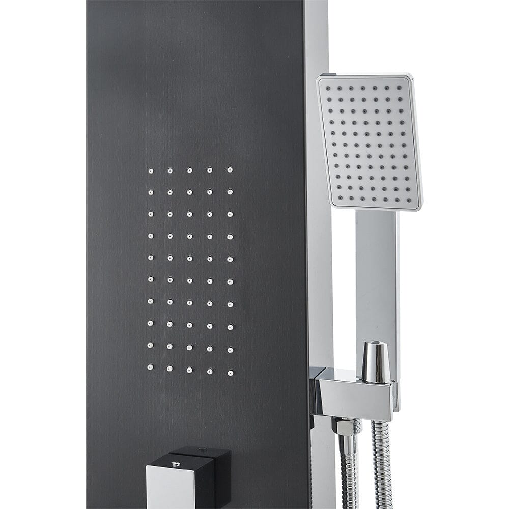 135cm H Bathroom Black Shower Tower Panel with 2 Large Body Jets & Hand Shower - House Comfort